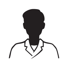 和食店店員の男性モノクロシルエットイラスト　黒