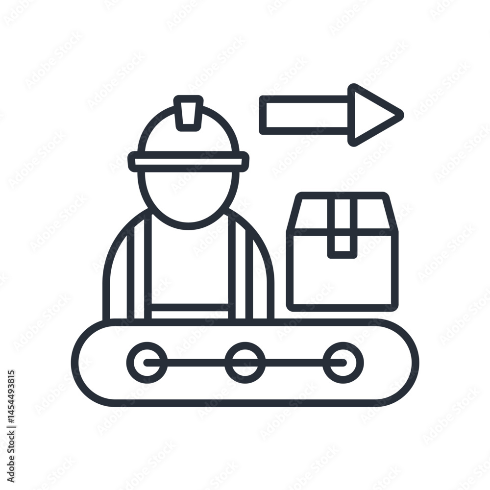 Poster assembly line icon. vector.editable stroke.linear style sign for use web design,logo.symbol illustra
