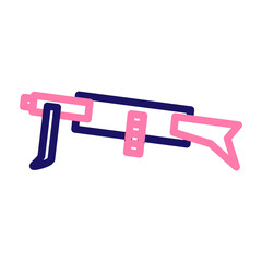 Light Machine Gun Vector Line Two Colors Icon Design