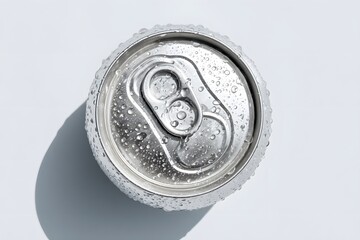 Close-Up View of a Condensation Covered Beverage Can Lid