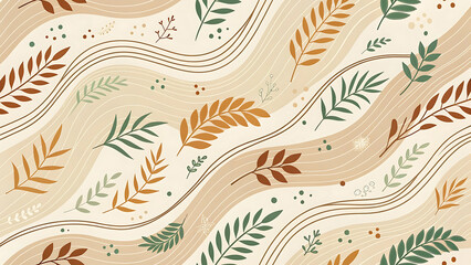 Fototapeta premium Abstract seamless pattern with flowing organic lines in earthy tones
