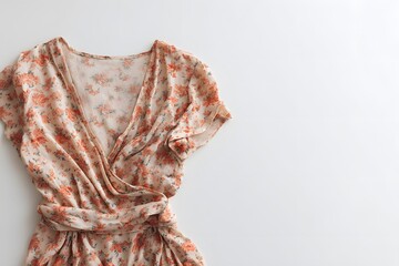 Elegant Floral Dress with Soft Fabric on a Clean White Background