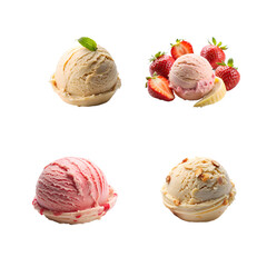 Scoop of ice cream isolated on transparent background 