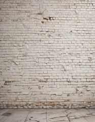 Cracked, aged white brick wall; grungy, uneven surface  ,  distressed,  design