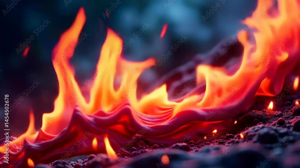 Aufkleber mesmerizing flames dance and flicker, creating a captivating display of light and heat on dark ember