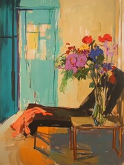 Vibrant Floral Still Life in a Sunlit Interior