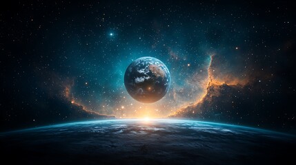 Fototapeta premium Earth in Cosmic Nebula
