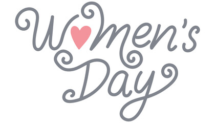 Women's Day celebration with decorative lettering and a heart. in flat color style