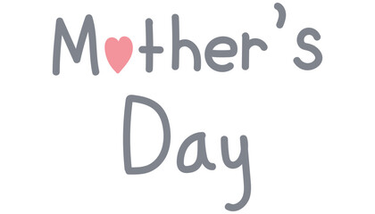 Mother's Day greeting with heart illustration in playful lettering. in flat color style