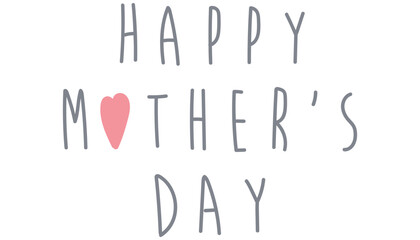 Happy Mother's Day greeting with heart design. in flat color style