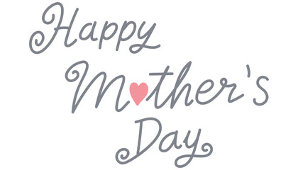 Happy Mother's Day text design with a heart symbol. in flat color style