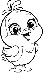 Obraz premium Cute cartoon owl character, a funny vector animal illustration for a kids' coloring book, isolated in black and white