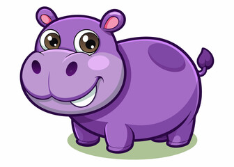 Adorable Purple Cartoon Hippopotamus Illustration