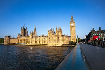 The Iconic and Famous View of the Houses of Parliament, along with Big Ben, in London City