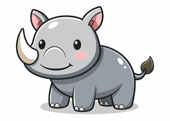 Adorable Cartoon Baby Rhinoceros Illustration
