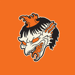 japanese kappa ghost illustration, suitable for cute t-shirts or mascot designs
