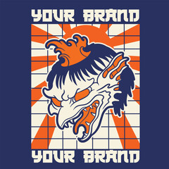 japanese kappa ghost illustration, suitable for cute t-shirts or mascot designs
