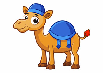 Adorable Cartoon Camel Wearing a Blue Hat and Saddle