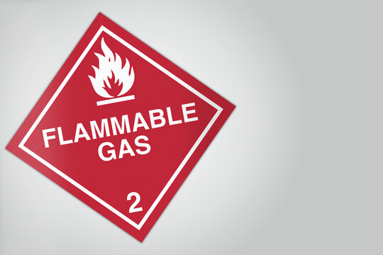Hazardous Material HAZMAT Diamond Label Marking Placard Shipping Class 2 Gases Div 2.1 Flammable Gas White Worded.