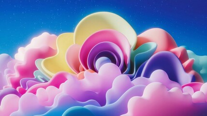 Dreamy Pastel Clouds Under a Starry Night Sky