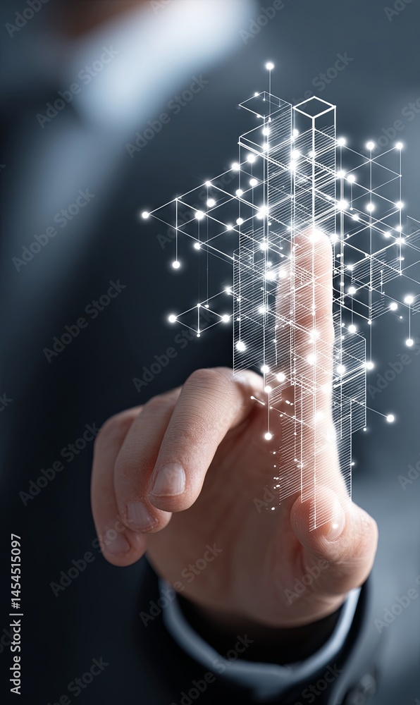Poster creating digital connections with touch in modern technology environment