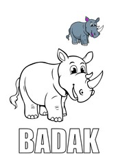 coloring alphabet for kids, rhino coloring book