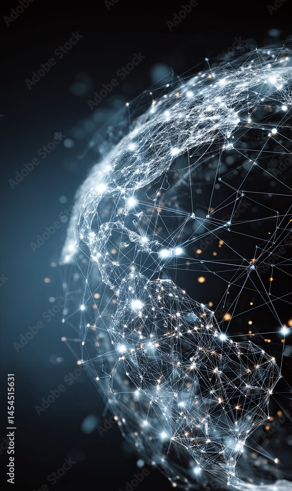 Poster global network visualization showcasing interconnected nodes and data flow
