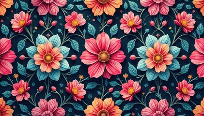 Intricate floral design, repeating seamlessly , nature, graphic