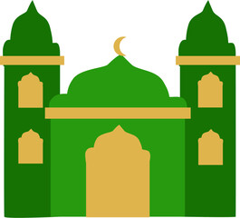Simple Green Islamic Mosque Illustration