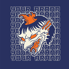 japanese kappa ghost illustration, suitable for cute t-shirts or mascot designs
