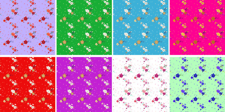 Pack motifs floraux printaniers sur la fleur de cerisier