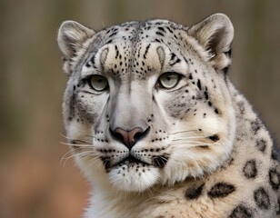 Obraz premium portrait of Snow leopard close-up in winter forest, wild life