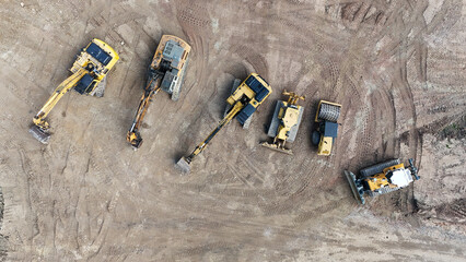heavy construction machinery on a construction site