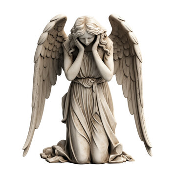 crying stone angel statue transparent background