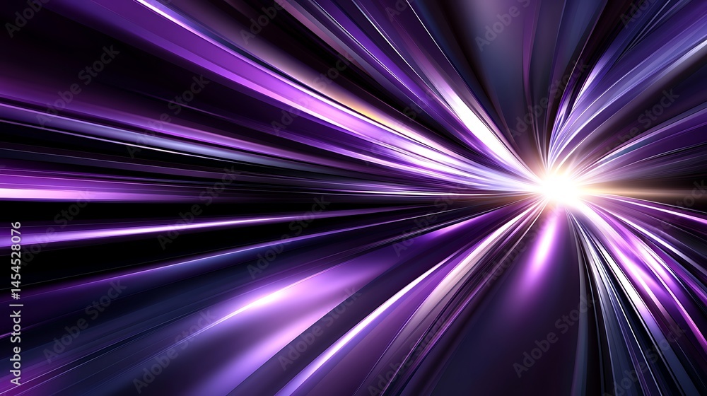 Poster abstract burst of purple and black light rays emanating from a central point, creating a dynamic vis