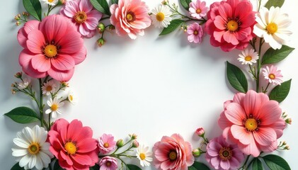 Fototapeta premium Symmetrical floral arrangement inside a square frame , abstract, art