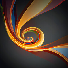 Abstract Spiral of Colorful Curves on Dark Background Generated AI Image
