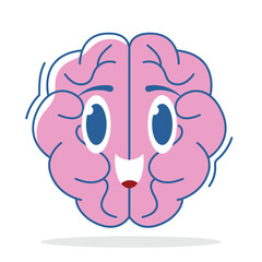 Kawaii Brain Character Vector with Cute Face and Soft Style, Perfect for Educational Illustrations, Science Designs, Fun Learning Projects, and Cheerful Visual Content.