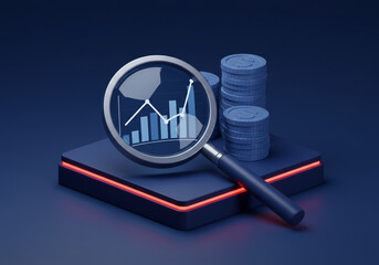 Analyzing Financial Data with Magnifying Glass and Coins