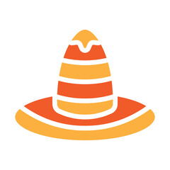 Mexican Fiesta Hat Vector Glyph Two Colors Icon Design