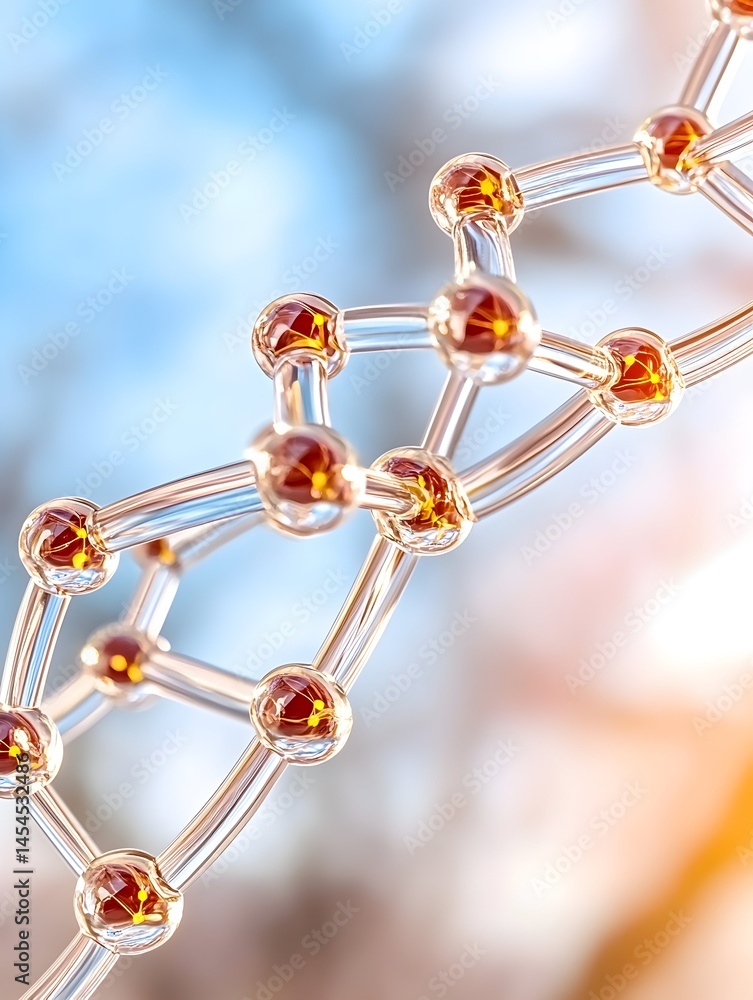 Poster a detailed 3d rendering of a dna double helix, showcasing its intricate structure with translucent s