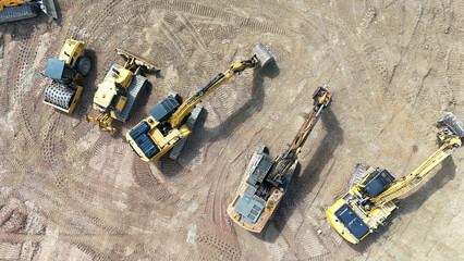 heavy construction machinery on a construction site