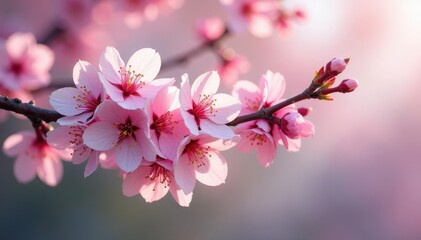 Obraz premium Delicate pink sakura blossoms, soft petals, gentle branches , nature, cherry, tree