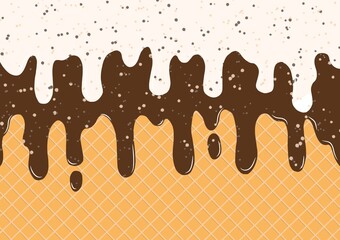 Ice cream vector design with cheese and dark chocolate flavors. Perfect for wallpapers, assets, etc.