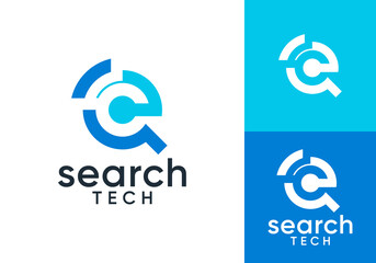 simple magnifying glass logo. search find job recruitment agency vector design concept