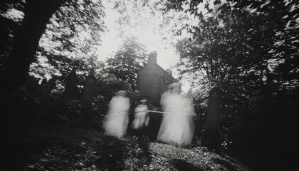 Fototapeta premium Forest, figures, church