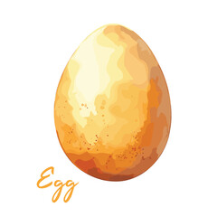 raw egg in watercolor illustration style, isolated vector on white background