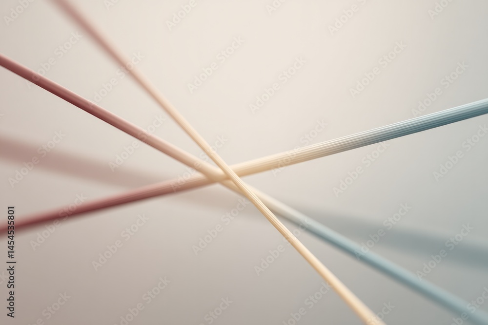 Poster minimalistic composition featuring geometric lines intersecting against neutral backdrop