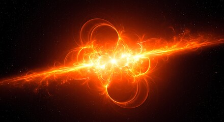 Solar Flare Space Warp Effect
An abstract background showing a bright solar flare warp effect, with orange-yellow plasma arcs bending and distorting space against a dark starry backdrop