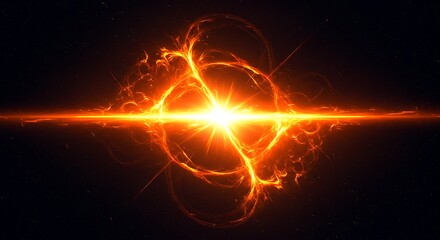 Solar Flare Space Warp Effect
An abstract background showing a bright solar flare warp effect, with orange-yellow plasma arcs bending and distorting space against a dark starry backdrop